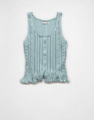 AE Pointelle Peplum Sweater Tank Top