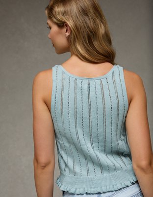 AE Pointelle Peplum Sweater Tank Top