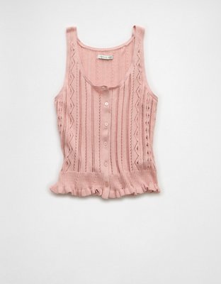 AE Pointelle Peplum Sweater Tank Top