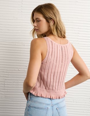 AE Pointelle Peplum Sweater Tank Top