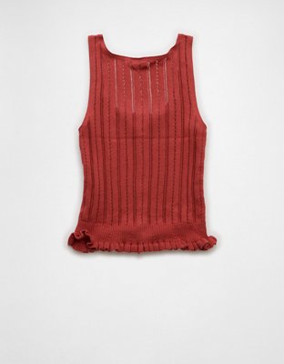 AE Pointelle Peplum Sweater Tank Top