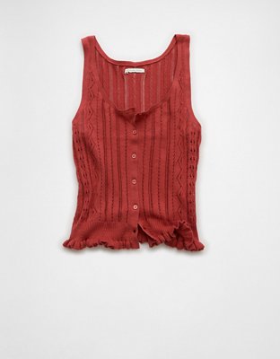 AE Pointelle Peplum Sweater Tank Top