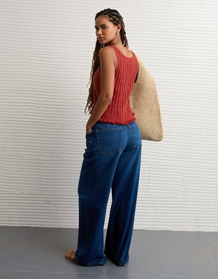 AE Pointelle Peplum Sweater Tank Top