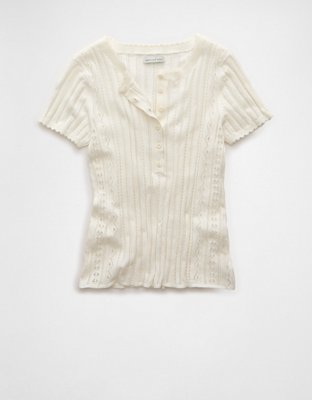 AE Henley Pointelle Sweater T-Shirt