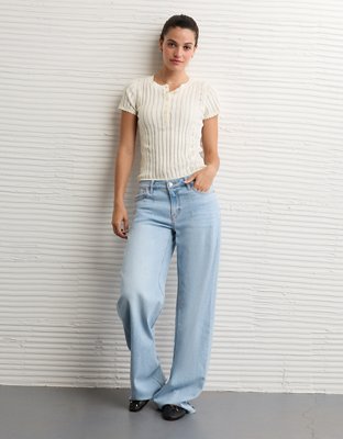 AE Henley Pointelle Sweater T-Shirt