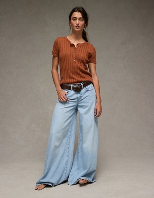 AE Henley Pointelle Sweater T-Shirt