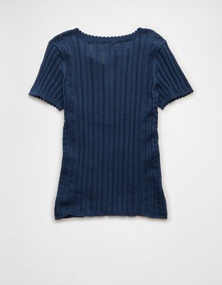 AE Henley Pointelle Sweater T-Shirt