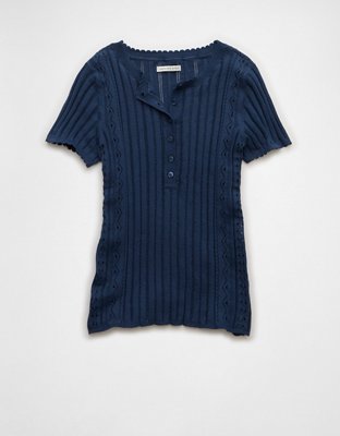 AE Henley Pointelle Sweater T-Shirt