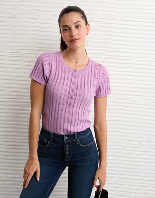 AE Henley Pointelle Sweater T-Shirt