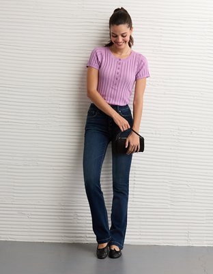 AE Henley Pointelle Sweater T-Shirt