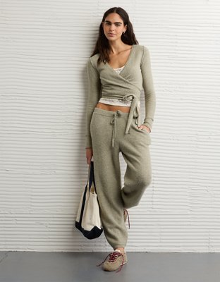 AE Whoa So Soft Ballet Wrap Sweater Top