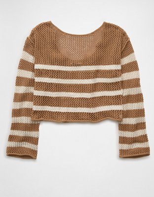 AE Off The Shoulder Crochet Sweater