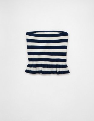 AE Cropped Peplum Sweater Tube Top