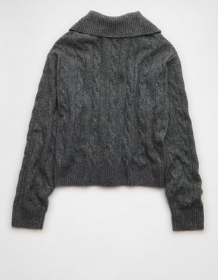 AE Cable-Knit Quarter-Zip Sweater