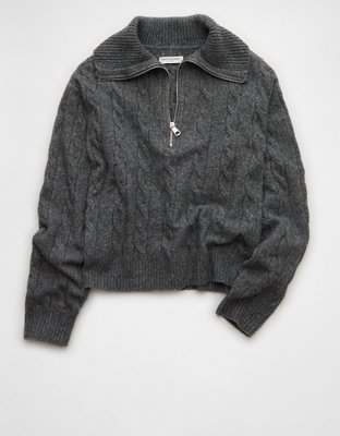 AE Cable-Knit Quarter-Zip Sweater