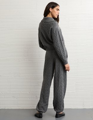 AE Cable-Knit Quarter-Zip Sweater