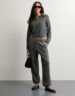 AE Cable-Knit Quarter-Zip Sweater