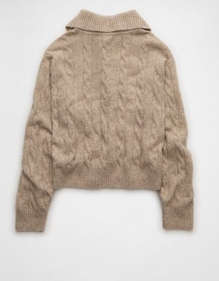 AE Cable-Knit Quarter-Zip Sweater