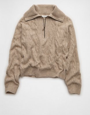 AE Cable-Knit Quarter-Zip Sweater