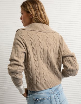 AE Cable-Knit Quarter-Zip Sweater