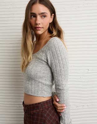 AE Whoa So Soft Cropped Scoop Neck Sweater