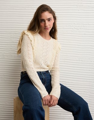 AE Lace Ruffle Sweater