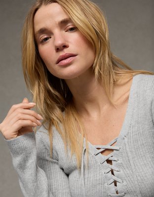 AE Lace-Up Sweater | American Eagle