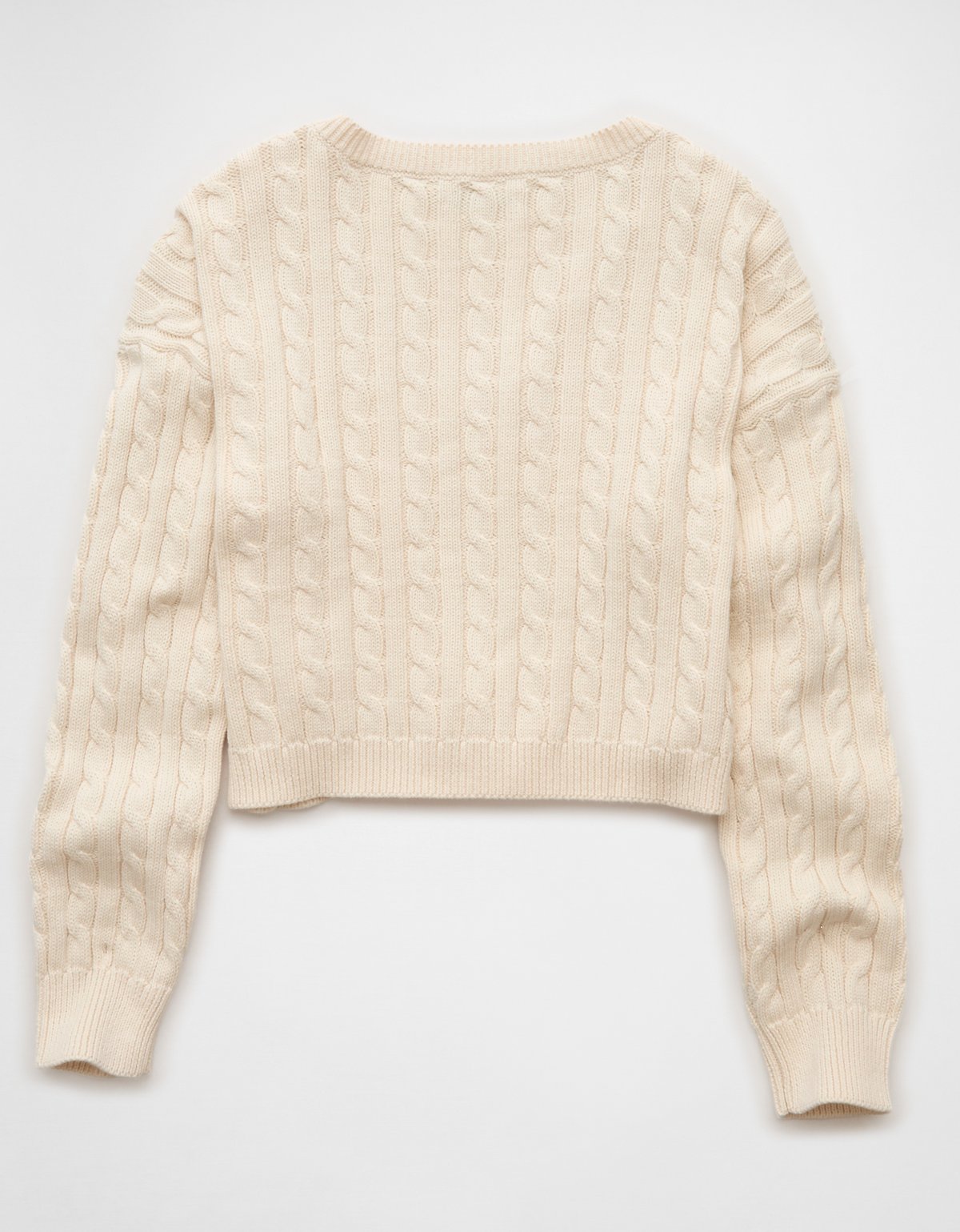 AE Cropped Cable Knit V-Neck Sweater - image 4
