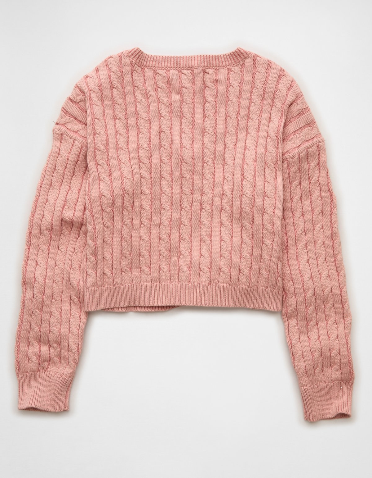 AE Cropped Cable Knit V-Neck Sweater - image 4