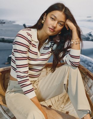 AE Cropped Polo Sweater