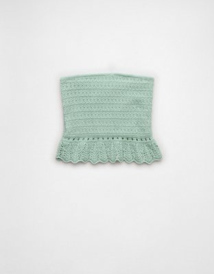 AE Crochet Peplum Tube Top