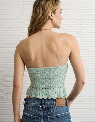 AE Crochet Peplum Tube Top