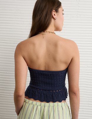 AE Crochet Peplum Tube Top