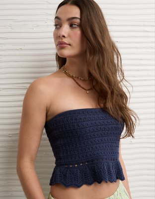AE Crochet Cropped Peplum Tube Top from American Eagle - $26.95