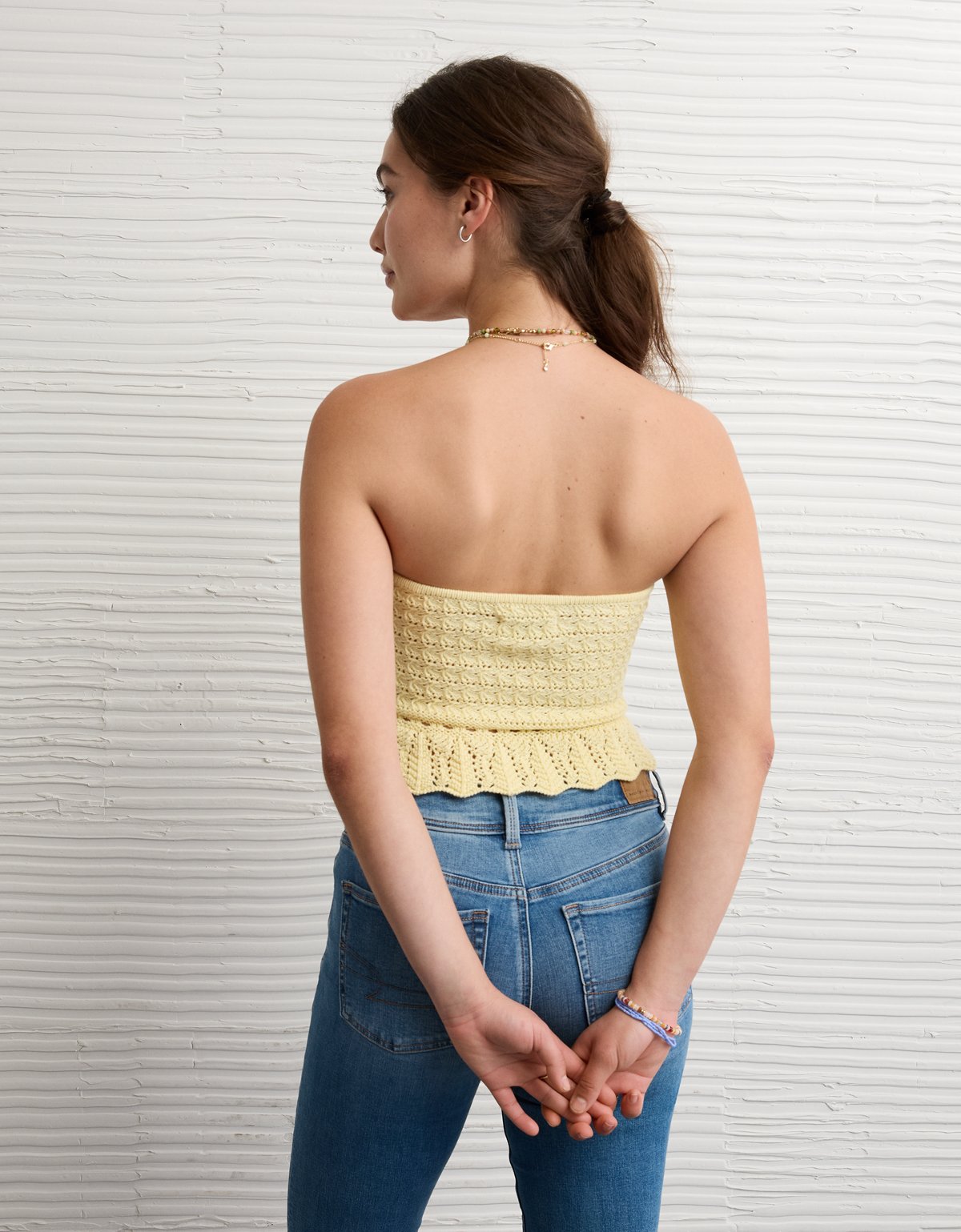 AE Crochet Cropped Peplum Tube Top - image 2