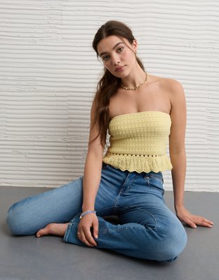 AE Crochet Peplum Tube Top