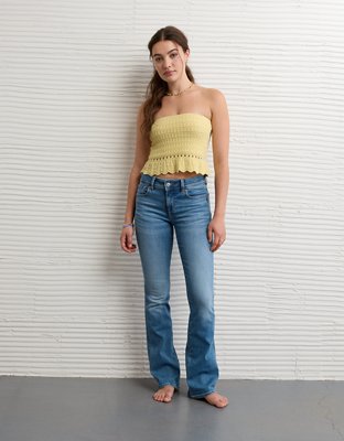 AE Crochet Peplum Tube Top