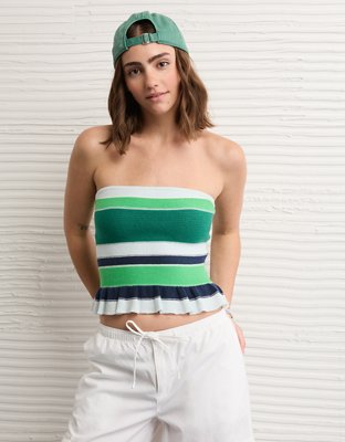 AE Cropped Peplum Sweater Tube Top