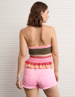 AE Cropped Peplum Sweater Tube Top