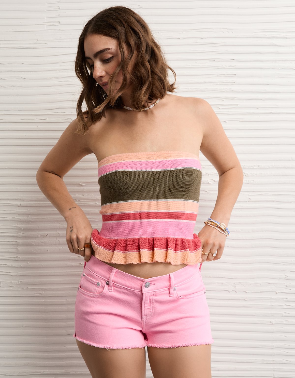 AE Cropped Peplum Sweater Tube Top - image 2