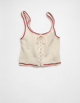 AE Lace-Up Knit Tank Top