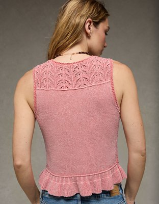 AE Ruffle Hem V-Neck Sweater Tank