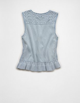 AE Ruffle Hem V-Neck Sweater Tank | American Eagle