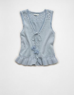 AE Ruffle Hem V-Neck Sweater Tank