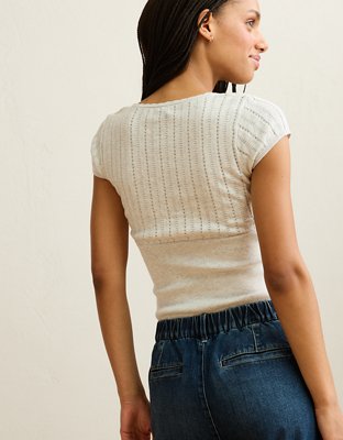 AE V-Neck Crossover Sweater Tee | American Eagle