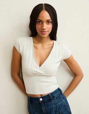 AE V-Neck Crossover Sweater Tee | American Eagle