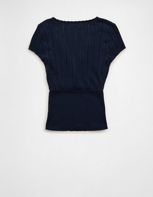AE V-Neck Crossover Sweater Tee