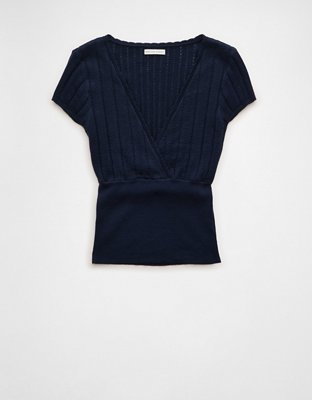 AE V-Neck Crossover Sweater Tee