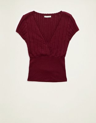 AE V-Neck Crossover Sweater Tee | American Eagle