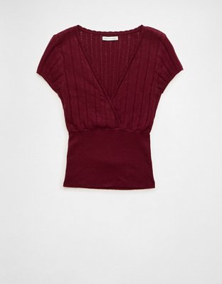 AE V-Neck Crossover Sweater Tee